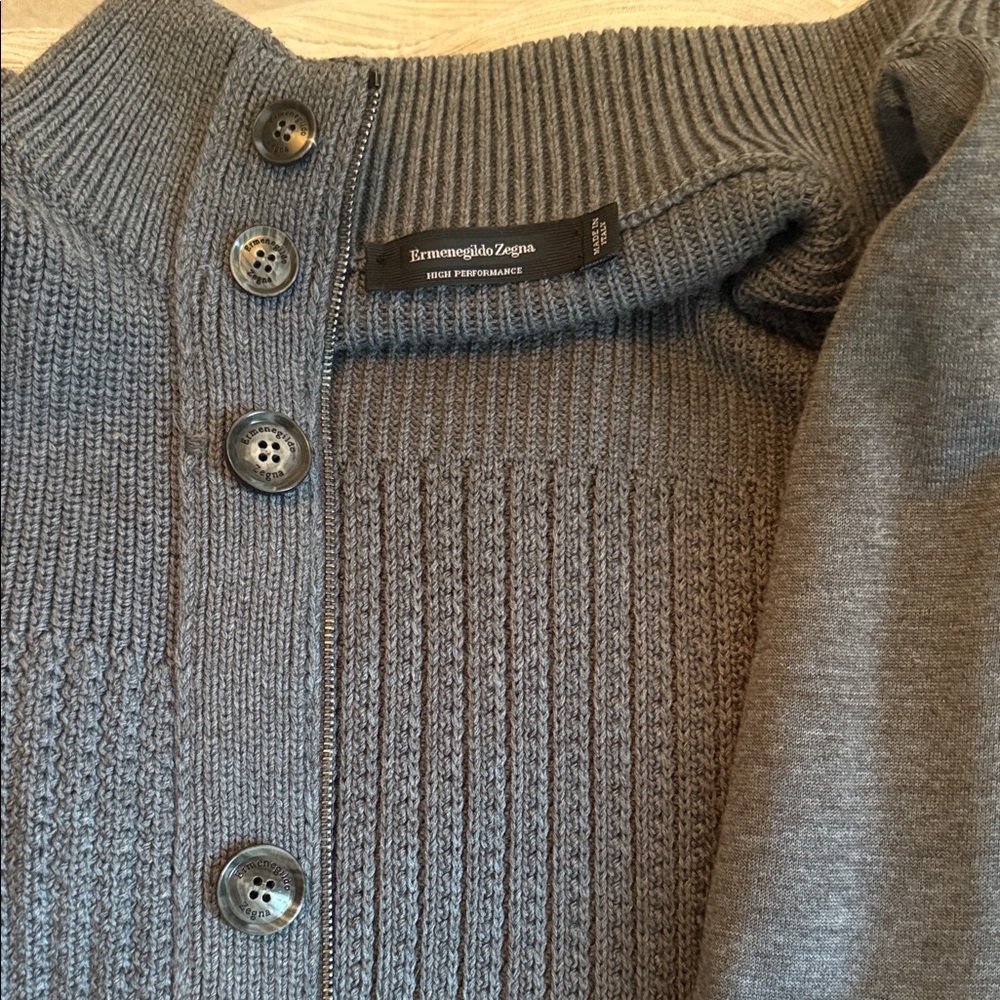 Ermenegildo Zegna Charcoal Cardigan Sweater